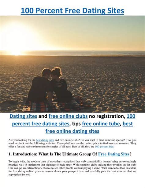 Absolutely 100 percent free dating sites